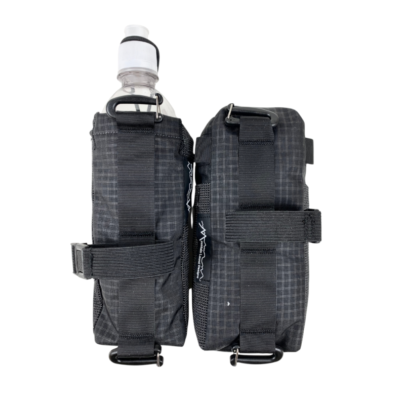 A water bottle pocket (left) and gear pocket (right)