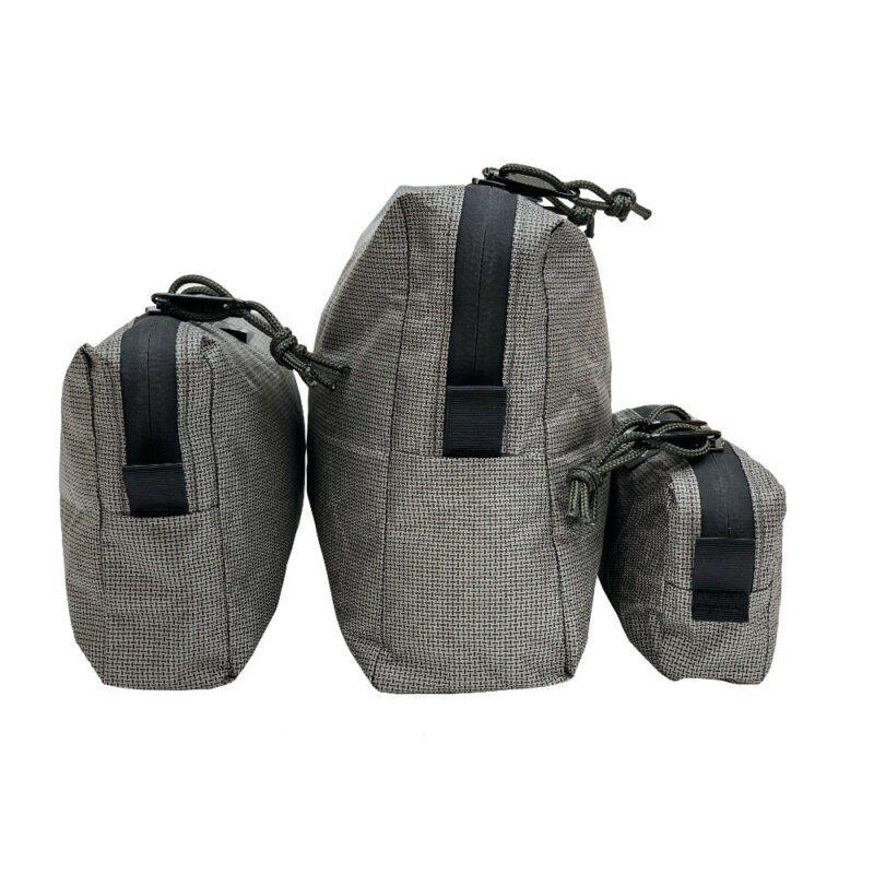 A medium, large, and small (left to right) EcoPak Ultra Packing Cube set.