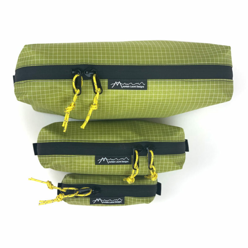 A top view of the Wasabi Packing Cubes with the large on the top, medium in the middle, and small on the bottom.