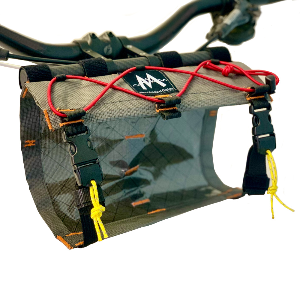 The Border Handlebar Harness System set up on bike handles